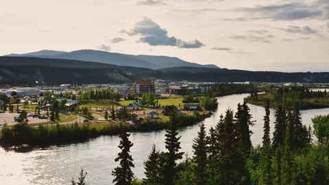The skyline of Whitehorse, capital of Yukon Territory.
