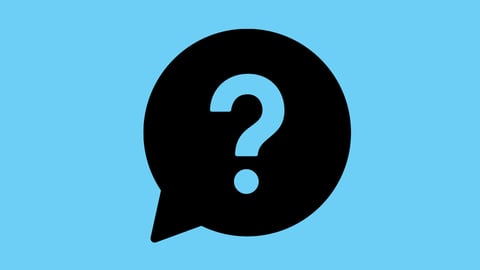 A question mark in a speech bubble