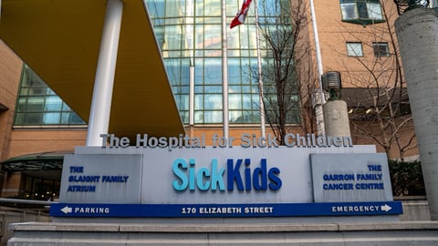 View of the SickKids sign in Toronto.