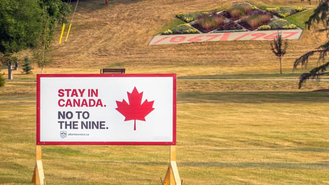 A sign in Calgary for the Alberta referendum, urging Albertans to vote to stay in Canada.