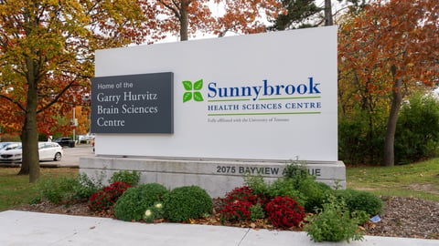 Signage in front of Sunnybrook hospital in Toronto.