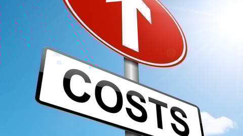 Illustration depicting a roadsign with a cost increase concept. Blue sky background.; Shutterstock ID 109465379