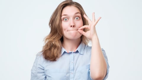 Caucasian pretty woman zipping her mouth shut. Keeping quiet concept; Shutterstock ID 1167719869