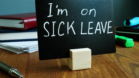 I am on sick leave sign on the workplace.; Shutterstock ID 1505226515