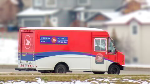 Calgary, Alberta, Canada. Oct 24, 2022. A Canada Post delivery truck during the winter.; Shutterstock ID 2218100429