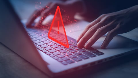 System hacked warning alert on notebook (Laptop). Cyber attack on computer network, Virus, Spyware, Malware or Malicious software. Cyber security and cybercrime. Compromised information internet.; Shutterstock ID 2247888569