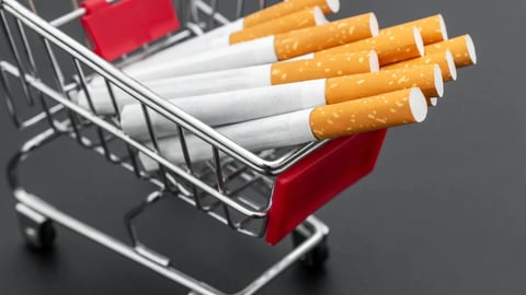 Shopping cart with cigarettes. Close up.; Shutterstock ID 2289996813