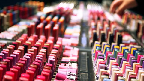 Cosmetic shop and nail polish stand; Shutterstock ID 2459492205