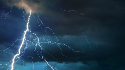 Fork lightning striking down during summer storm.; Shutterstock ID 267462152