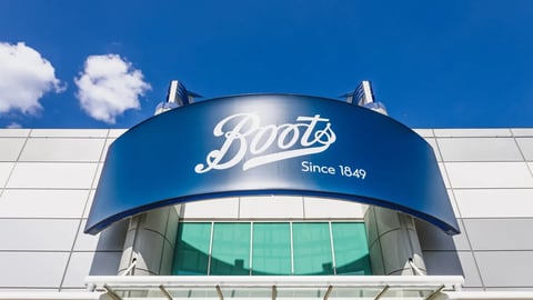 Boots pharmacy storefront with bold blue logo. London, UK, 28 July 2024; Shutterstock ID 2675964725