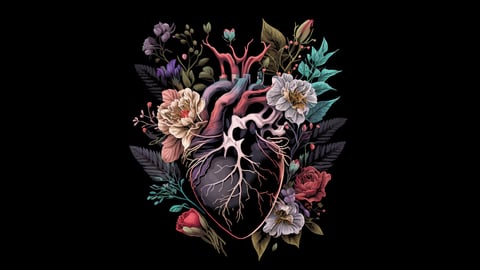 Dark illustration of an anatomically correct heart