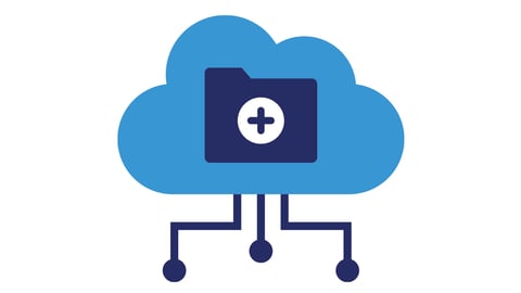 Cartoon of a computer in a cloud with wires reaching down representing an Electronic Medical Records system