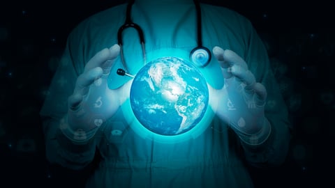  a blue earth and stethoscope