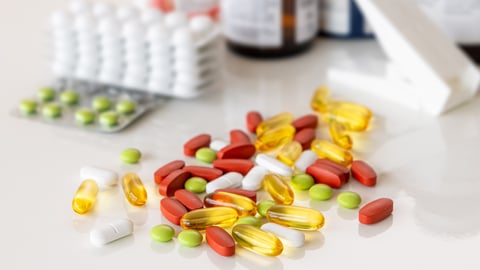 various pills and medications of different colours