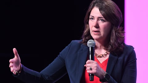 Alberta Premier Danielle Smith speaks in Calgary on May 31, 2024. (Alberta Newsroom)