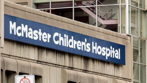 Sign identifying the McMaster Children's Hospital in Hamilton, Ont.