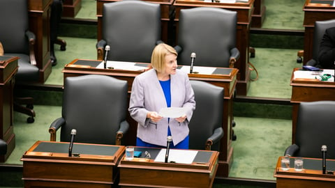 Ontario Health Minister Sylvia Jones speaks in the legislature in October 2024.