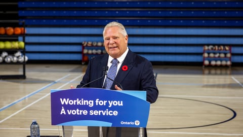 Ontario Premier Doug Ford making an announcement on Oct. 29, 2024.