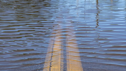 High Water Street Flooding Over Bridge; Shutterstock ID 482090908