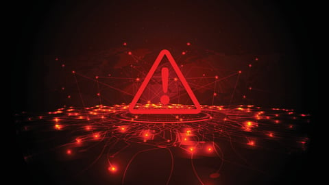 Hacking Concept. Attention warning attacker alert sign with exclamation mark on dark red background.Security protection Concept. vector illustration.; Shutterstock ID 2072121020