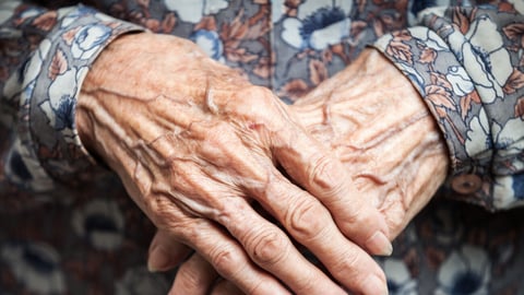 Aging process - very old senior woman hands wrinkled skin; Shutterstock ID 146458253