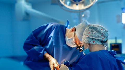 Doctor performs minimally-invasive surgeon using a robotic device. Minimal invasive surgical innovation, medical robot surgery with endoscopy.; Shutterstock ID 1754836766