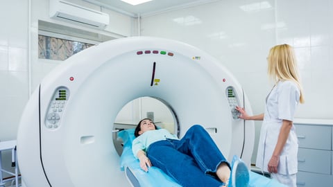 Doctor and patient in the room of computed tomography at hospital; Shutterstock ID 1916549267