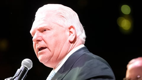 Toronto Ontario, Canada—October 9th, 2023: Ontario Premier Doug Ford at an emergency UJA solidarity rally for Israel at Mel Lastman Square in North York, Toronto, ; Shutterstock ID 2372873167