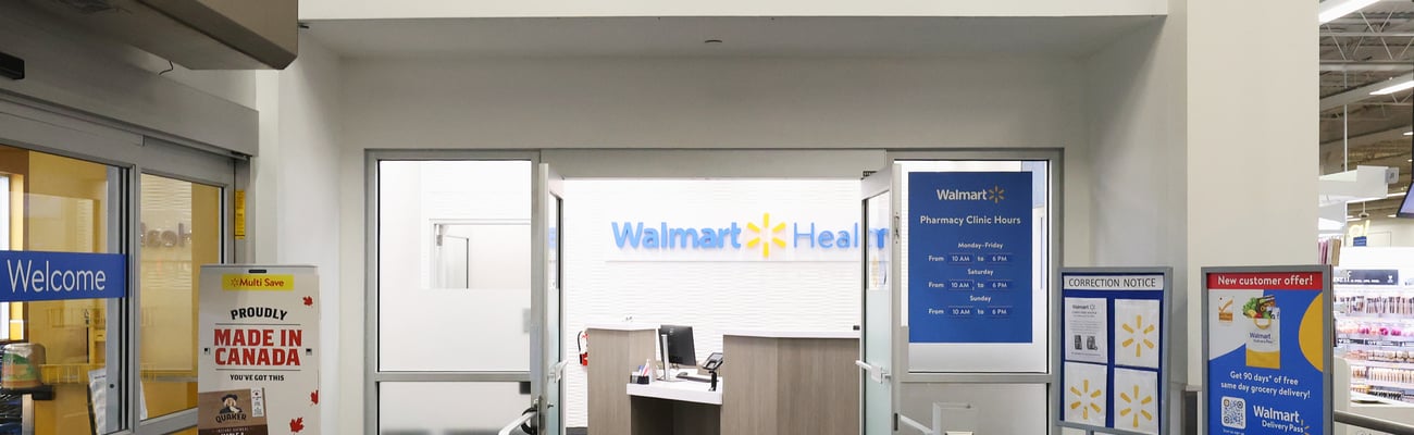 Photo of the entrance to a Walmart clinic