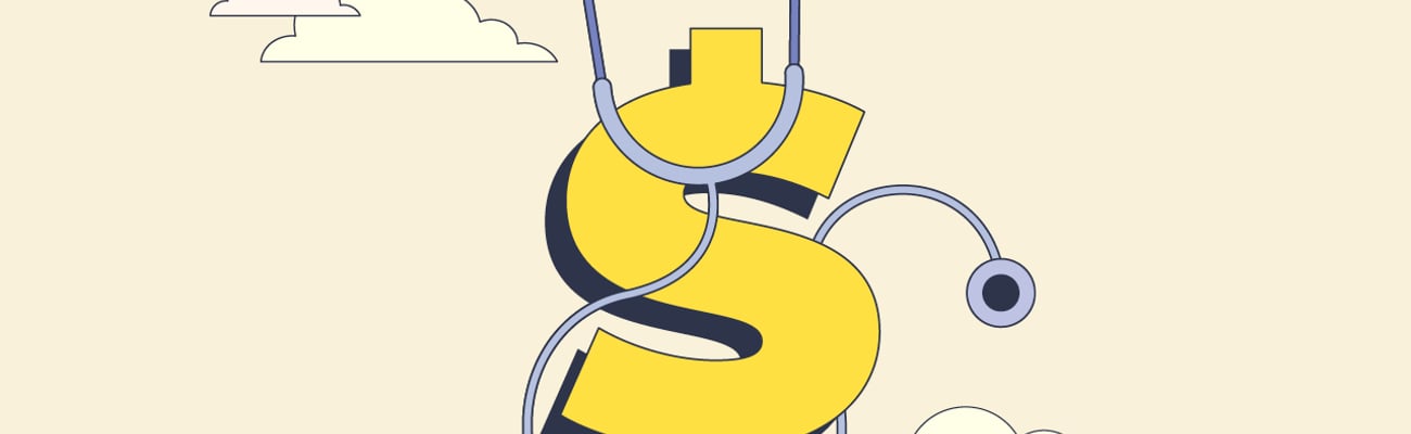 A dollar sign superimposed on a stethoscope 
