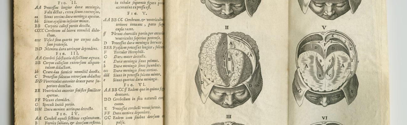 Antique medical illustrations in an old book