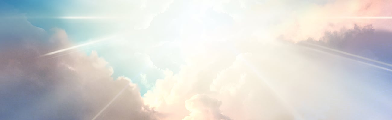 A view of the sky with celestial light shining down