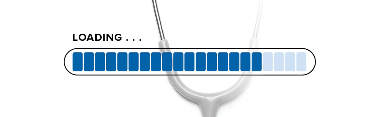 A digital buffering measurement tab superimposed on a stethoscope