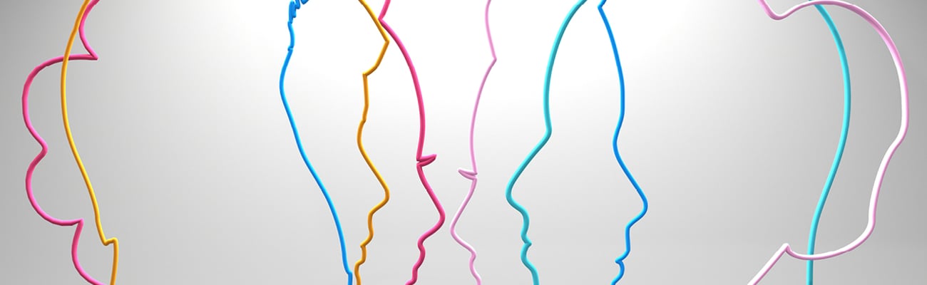 A graphic with many overlapping faces representing multiple generations