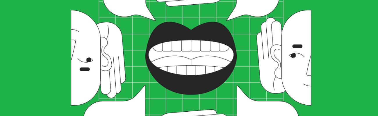 Cartoon concept of a mouth making many complaints