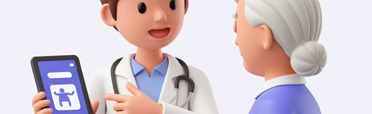 A young woman pharmacist explaining the veracity of something on an older patient's phone