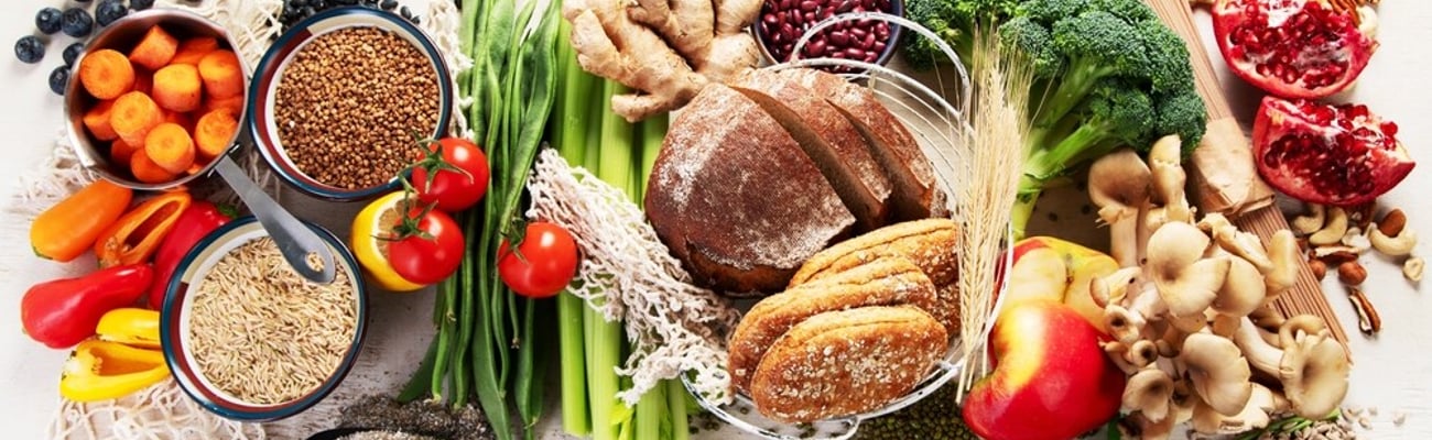 High fiber foods for healthy bowel on a white background. Healthy balanced dieting concept. Top view.; Shutterstock ID 2568020945
