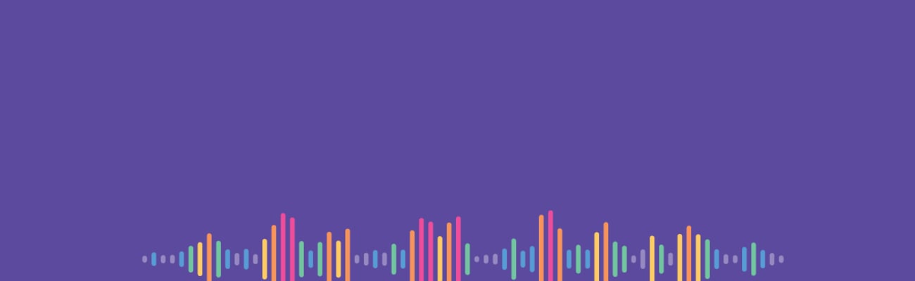 Sound wave visualization on a purple background