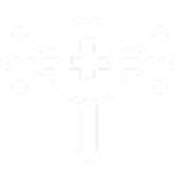 icon of a medical cross surrounded by electronic signals
