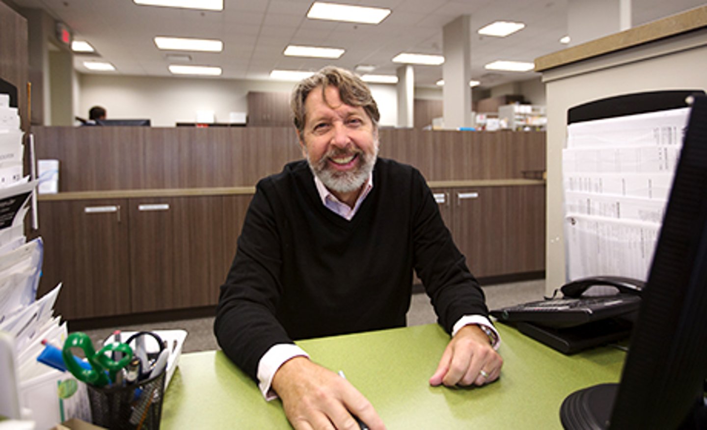 a person sitting at a desk