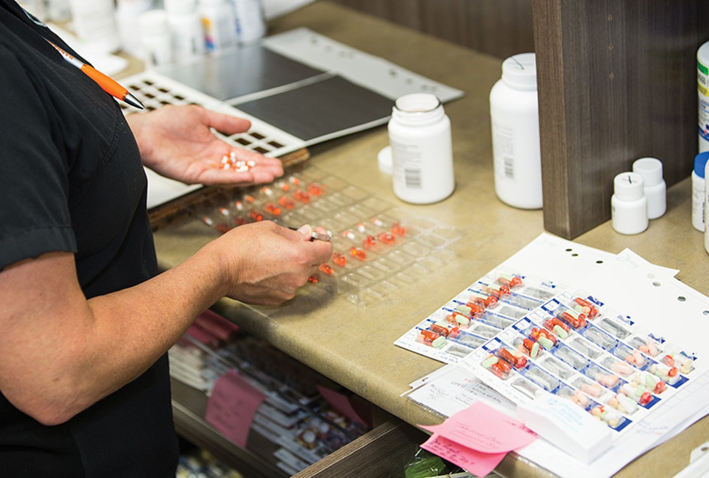 counting pills by hand