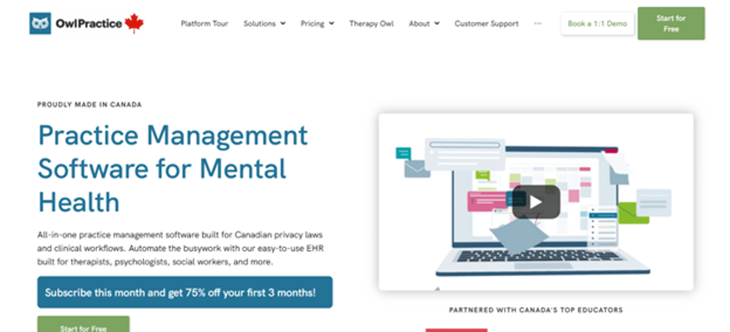 Screenshot of Owl Practice's website