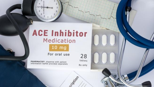 ACE inhibitors on a pile of other medical items